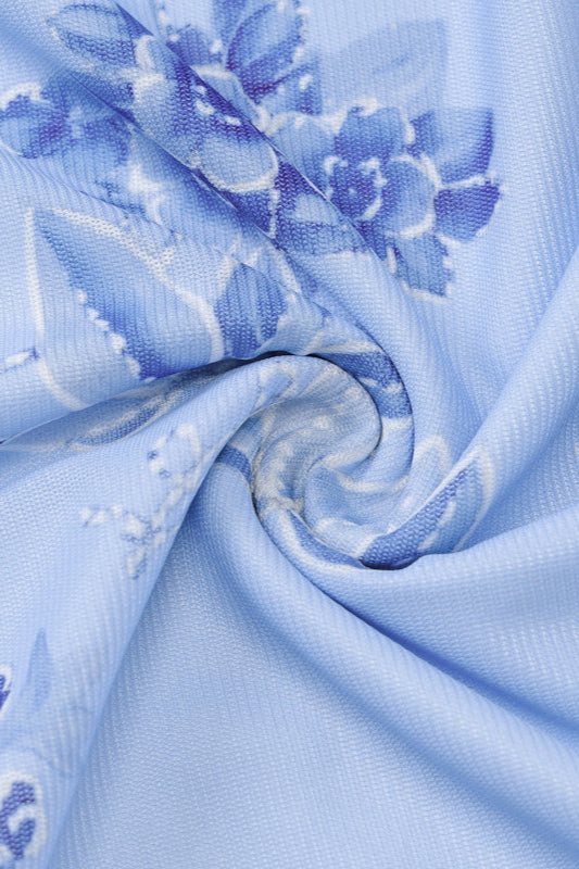 Slim Tie Waist Backless Printed Floral Dress