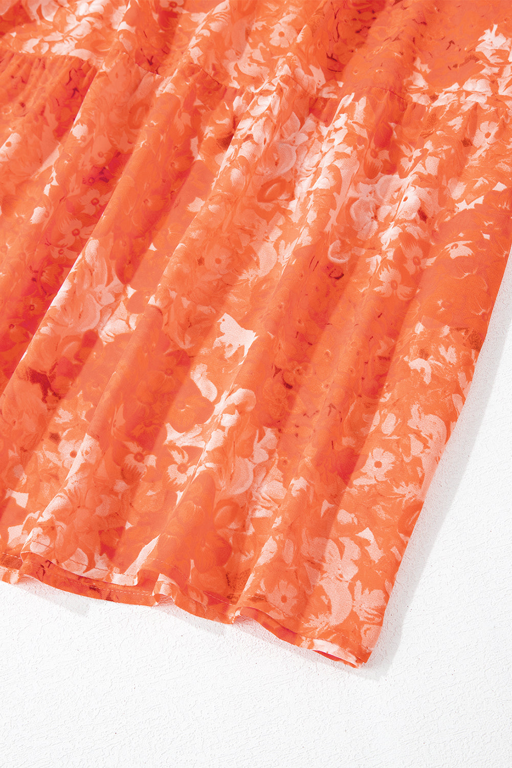 Orange Boho Floral Bishop Sleeve Tiered Maxi Dress
