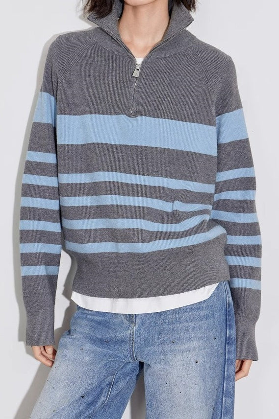 Colorblock Striped Knit Sweater