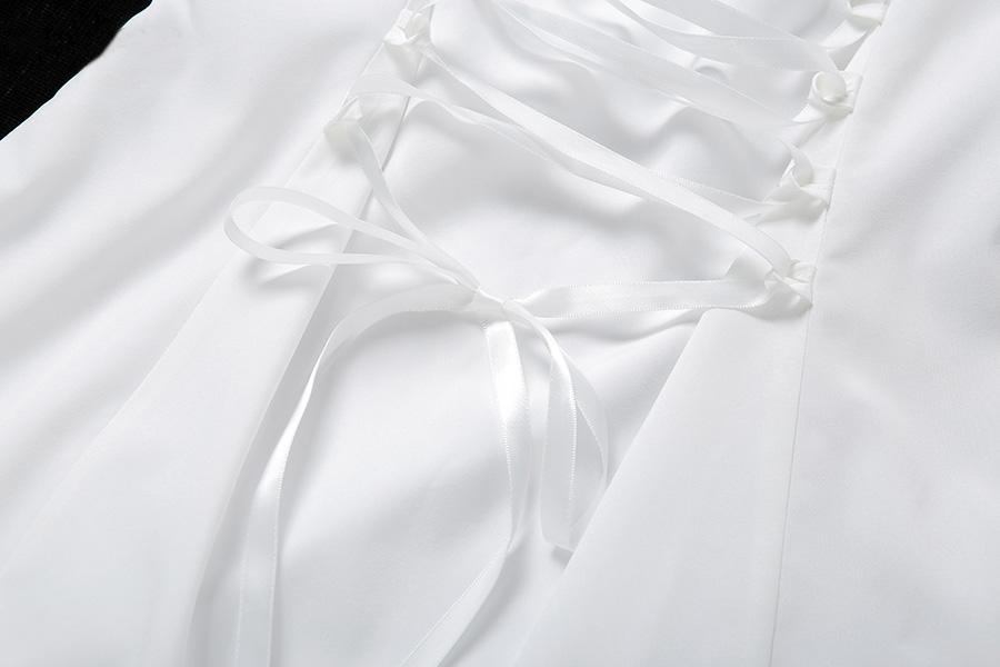 Bow Decor White Graceful Casual Mini Dress