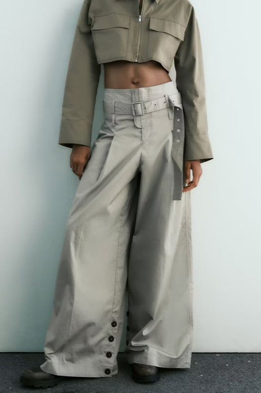High Waist Belted Wide Pant