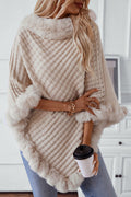 Retro Solid Check Knit Fleece Collar Coat