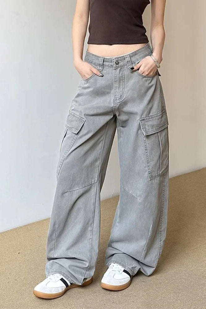 Grey Vintage Wide Leg Cargo Jean
