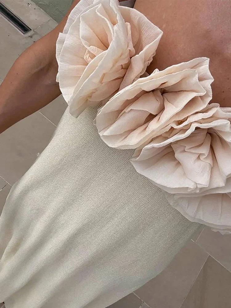 3D Flower Patchwork Backless Party Maxi Dress