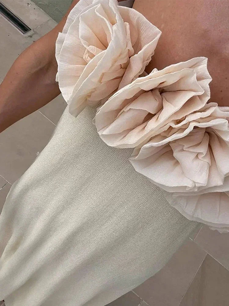 3D Flower Patchwork Backless Party Maxi Dress