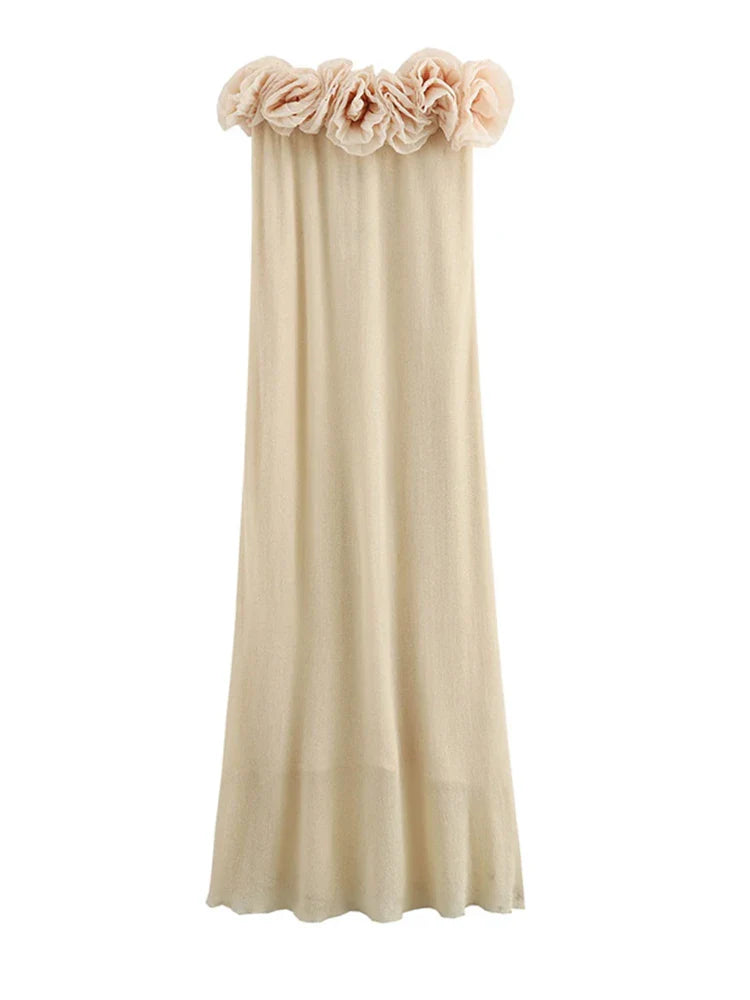3D Flower Patchwork Backless Party Maxi Dress