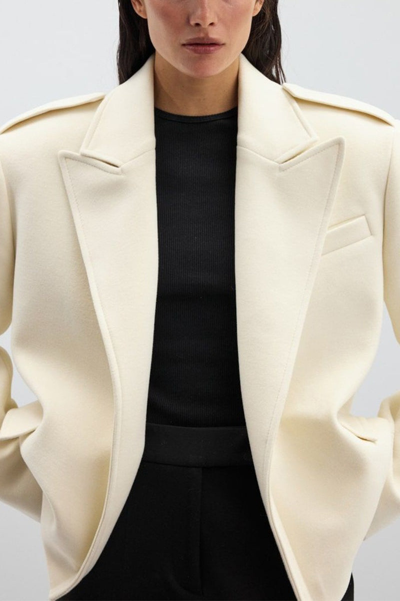 Notch Lapel Epaulet Wool Blend Loose Coat