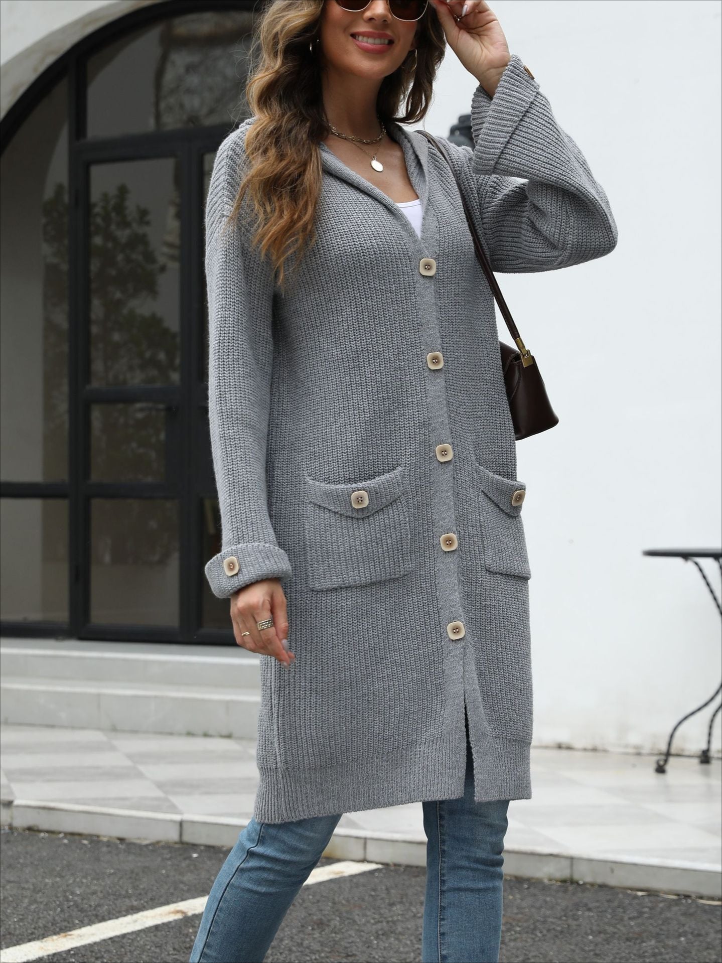 V-Neck Relaxed Knit Cardigan