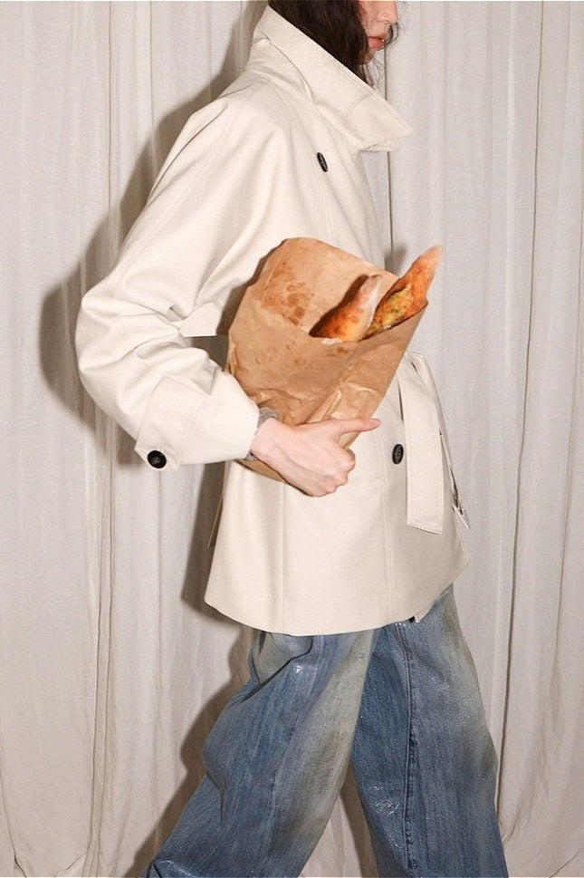Classic Twill 3D Silhouette Collared Mini Trench Coat