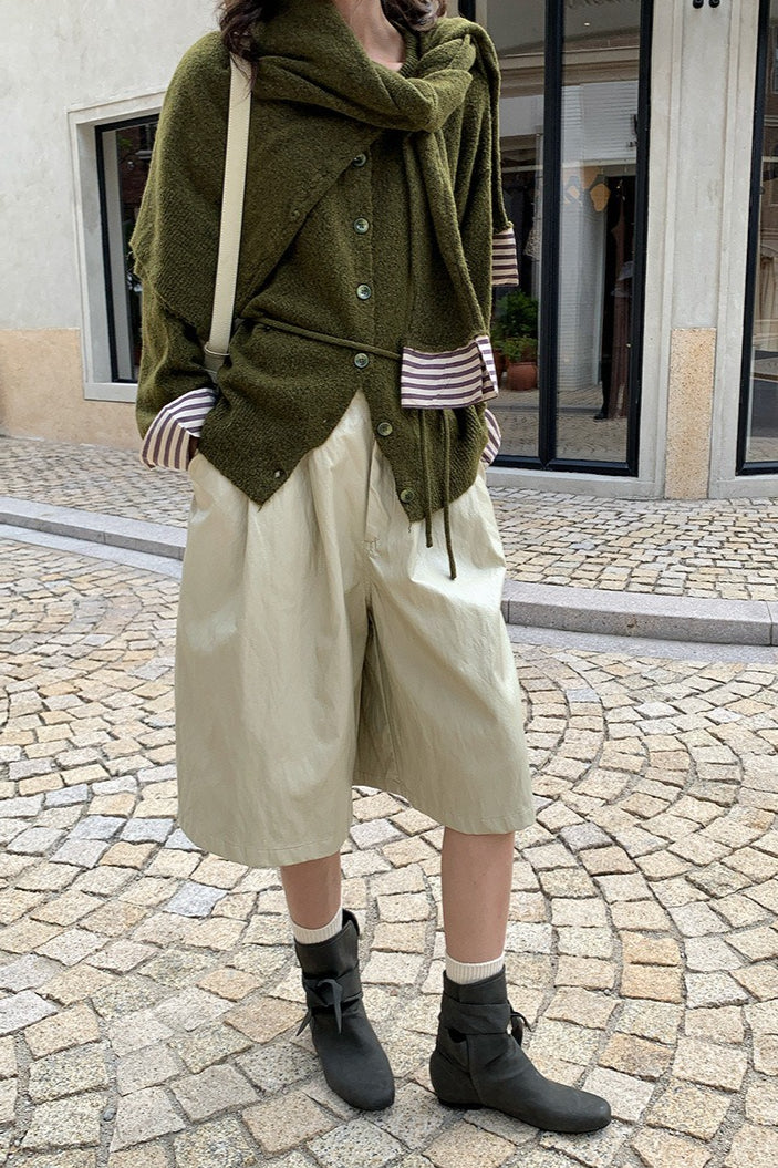 Colorblock Belted Relaxed Knit Cardigan