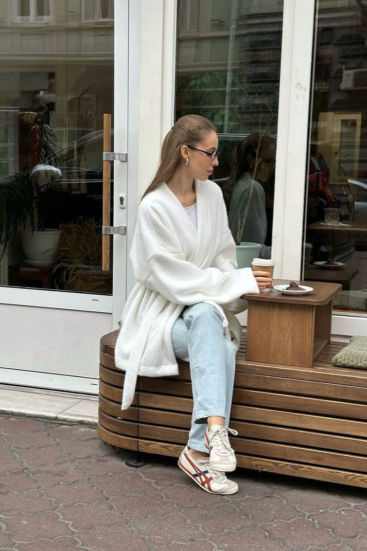 Retro Tie-Waist Wool Blend Midi Coat