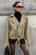 Retro Barn-Style Khaki Belted Trench Coat