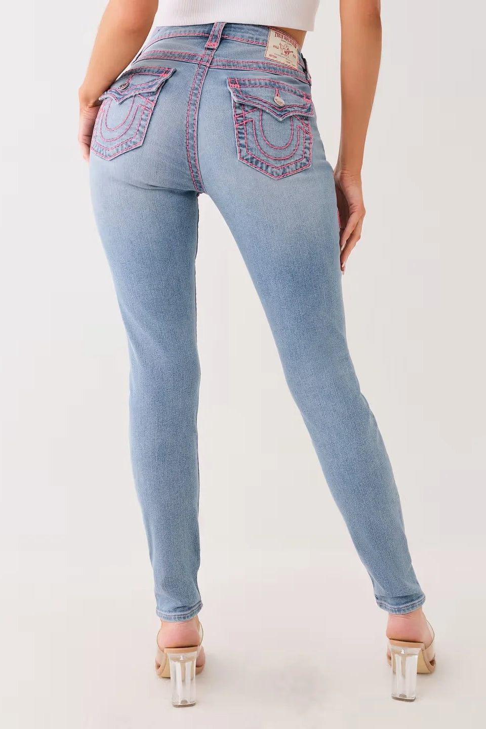 Washed Embroidered Mid Rise Jean