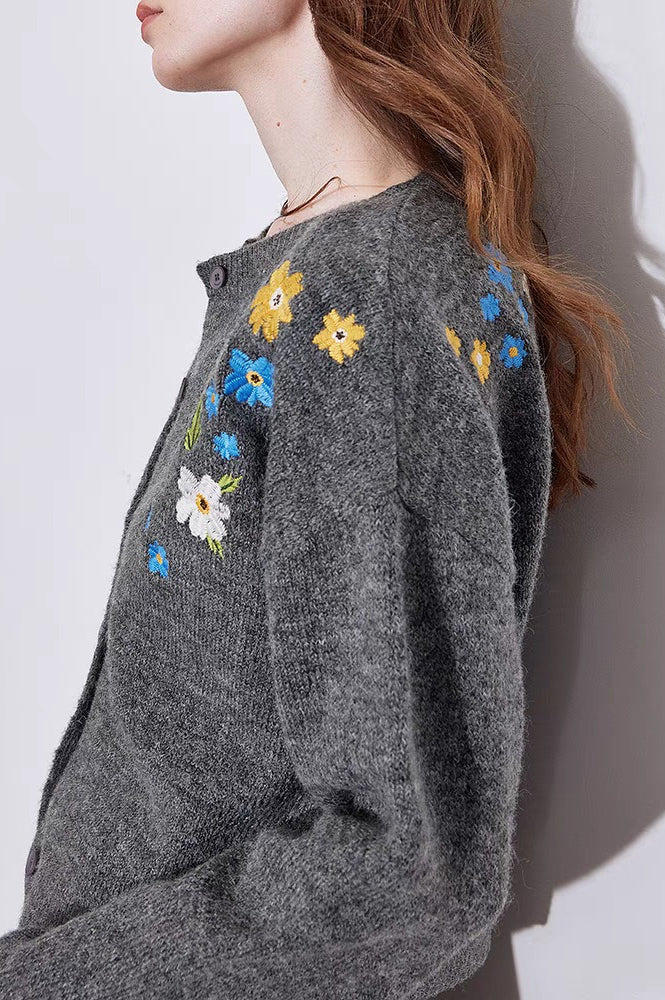 Floral Embroidery Knit Sweater