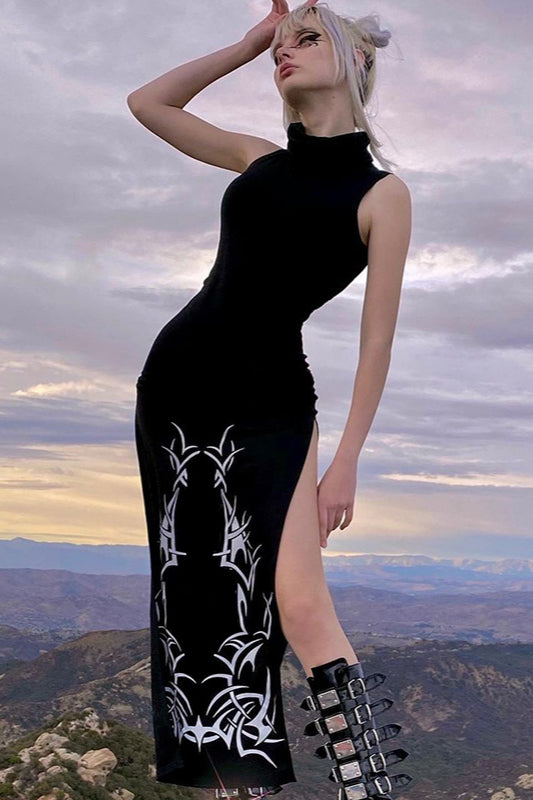 Split Hem Gothic Dress