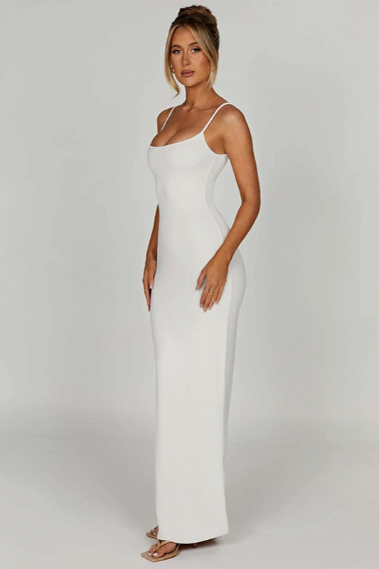 Open Back Thin Strap Fitted Maxi Dress