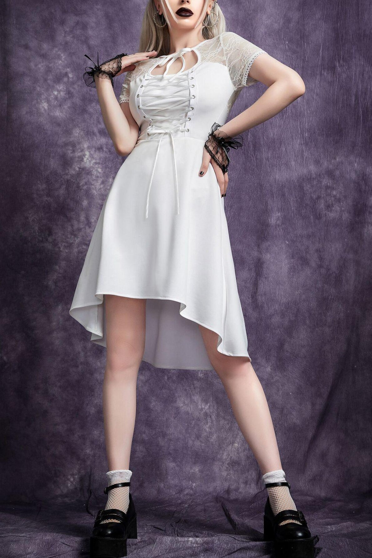 Front Knot Lace Gothic Dress