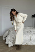 Relaxed Knit Set with Button Cardigan