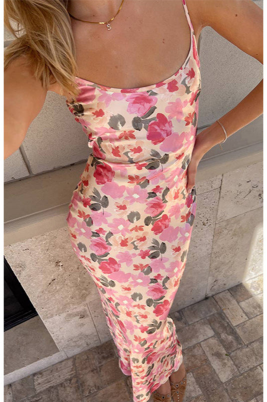 Slim Strap Printed Floral Dress