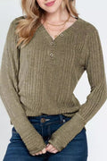 Loose Knit V Neck Sweater