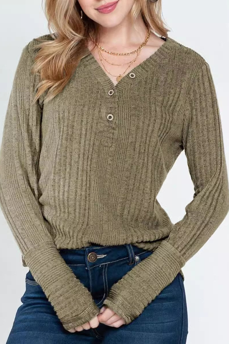 Loose Knit V Neck Sweater