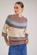 Patchwork Crew Neck Pullover Sweater