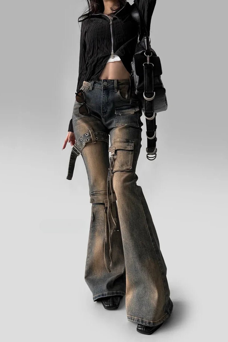 Low Waist Flare Cargo Jean