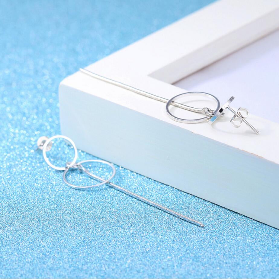 Double Circle Tassel Dangle Earring
