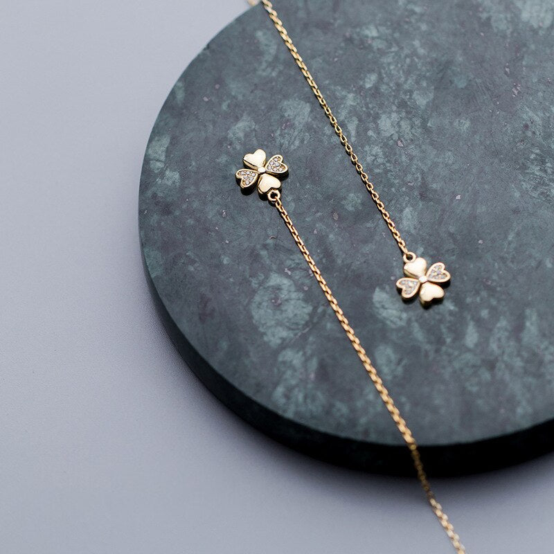 Four Leaf Clover Threader Earring