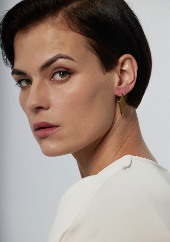 Modern Geometric Harp Earring