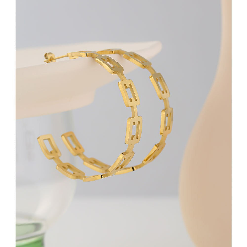 Boxy Chain Hoop Metal Earring