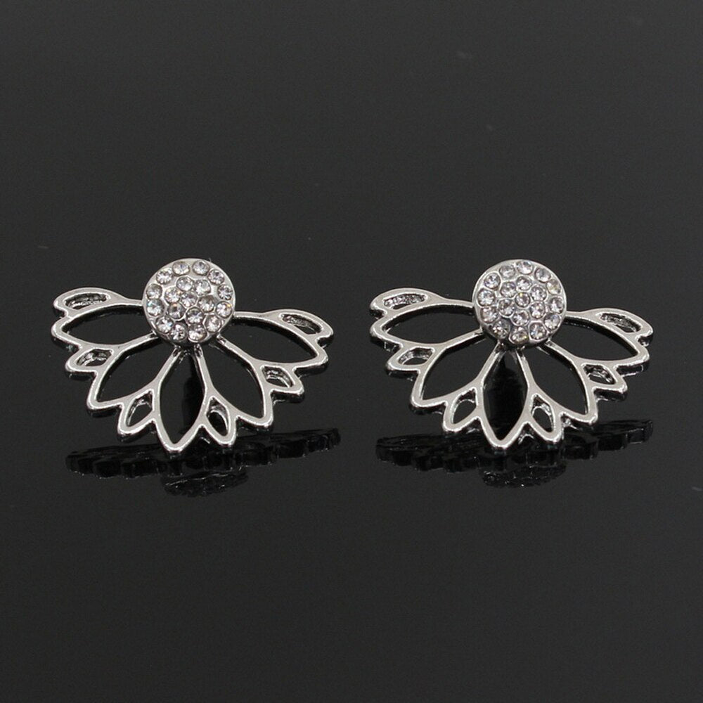 Crystal Lotus Ear Jacket Earring