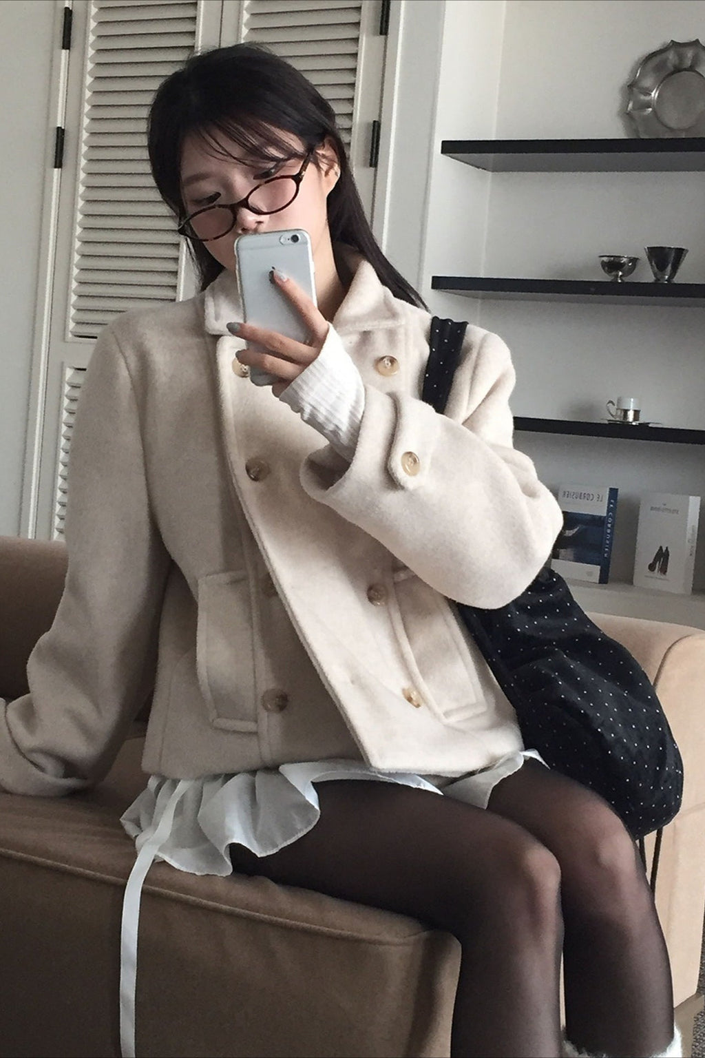 Retro Preppy Fleece Lined Wool Blend Mini Coat