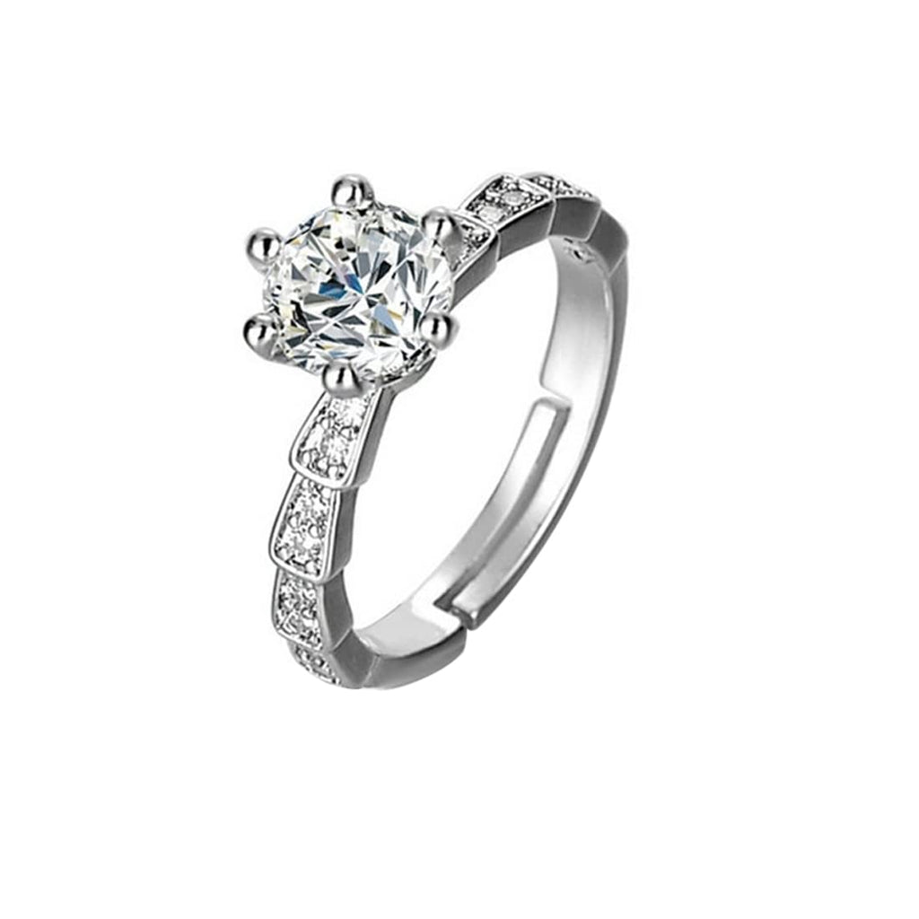 White Stone Adjustable A5 Grade Crystal Ring