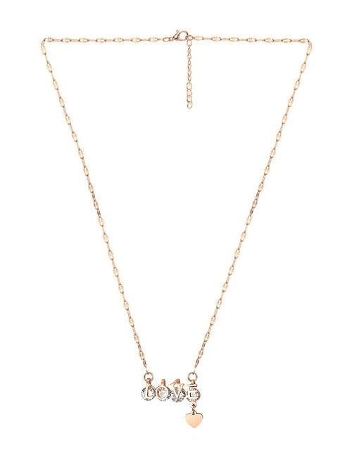 Rose Gold Heart Crystal Necklace