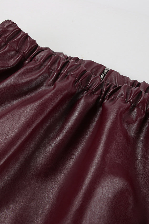 Burgundy Retro Biker Coat