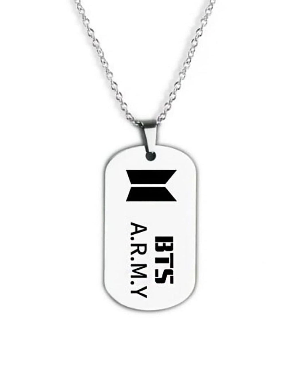 Silver BTS Army Dog Tag Pendant Necklace