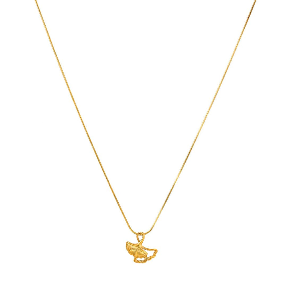 Ginkgo Leaf Gold Plated Pendant Necklace