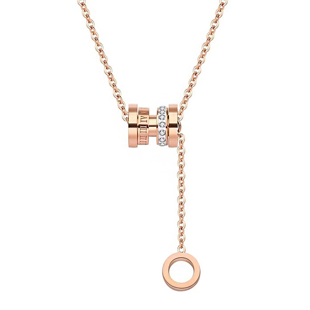 Roman Numbers Rose Gold Pendant Necklace