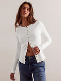 Buttoned Textured Knit Cardigan