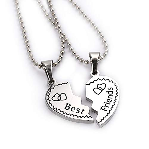 Silver Best Friend Heart Necklace