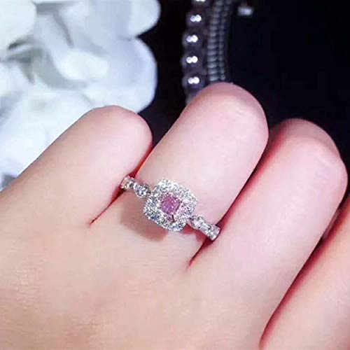 Silver Plated Pink Crystal Square Ring