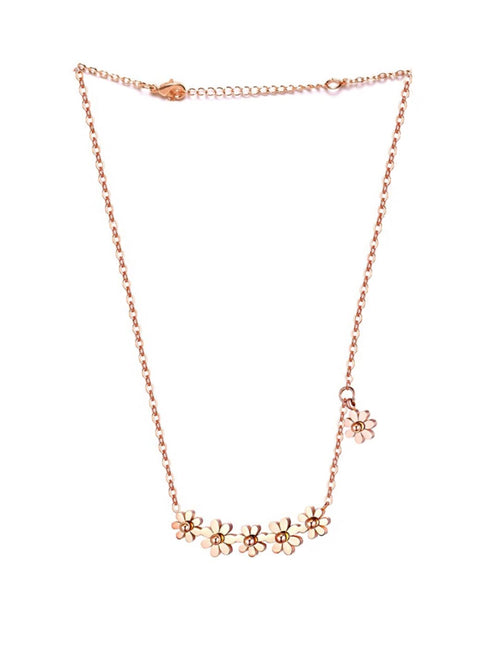 Rose Gold Floral Pendant Necklace