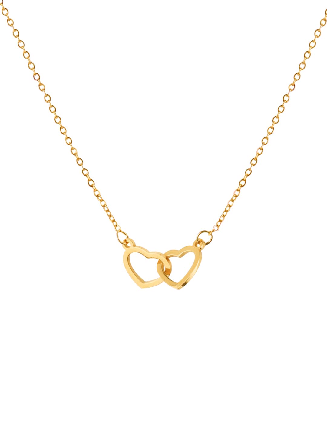 Dual Heart Stainless Gold Pendant Necklace