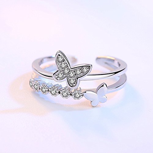Silver Toned Butterfly Adjustable Ring