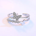 Silver Toned Butterfly Adjustable Ring