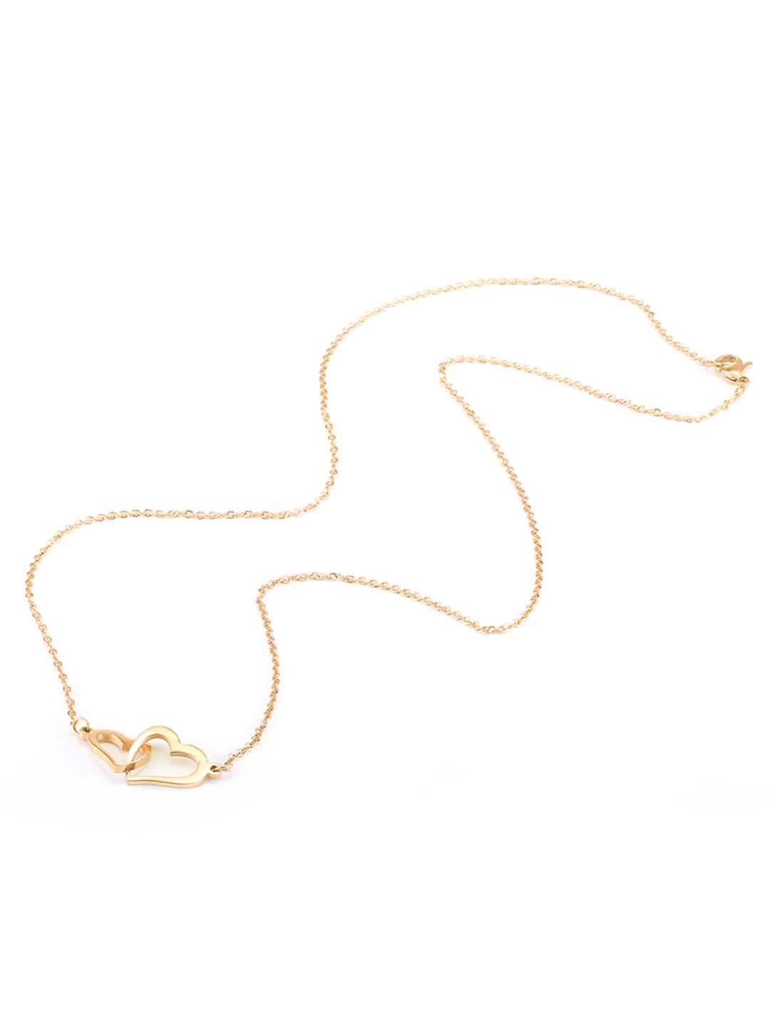 Dual Heart Stainless Gold Pendant Necklace