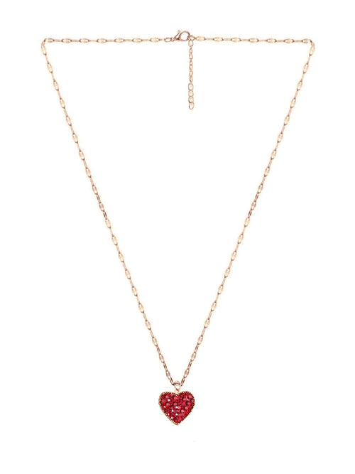 Black Red Heart Rose Gold Pendant Necklace