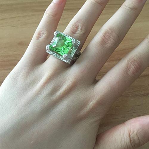 Silver Plated Green Emerald Square Ring