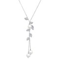 Wine Crystal Pearl Chain Necklace